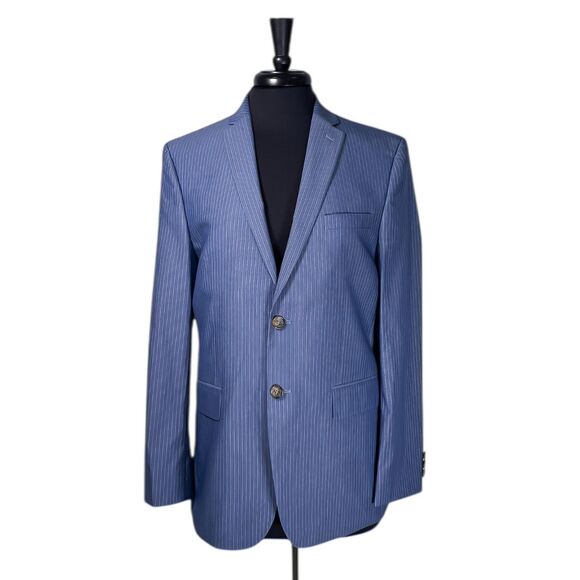 Ralph Lauren Boys Blazer Size 20R Blue Pinstripe Stretch Sport Coat Suit Jacket - Picture 1 of 11